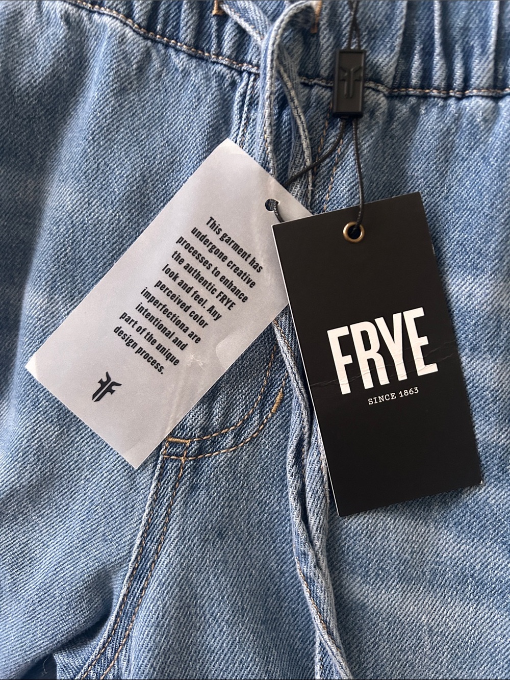 Frye wash blue wide leg with Drawstring Waist